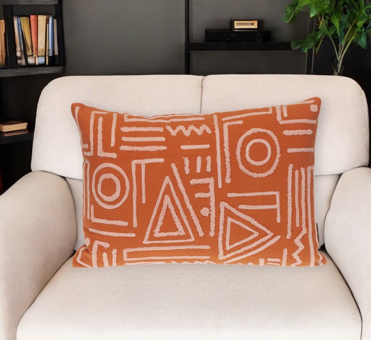 529295 14 x 20 in. Pink & Orange Geometric Cotton Throw Pillow