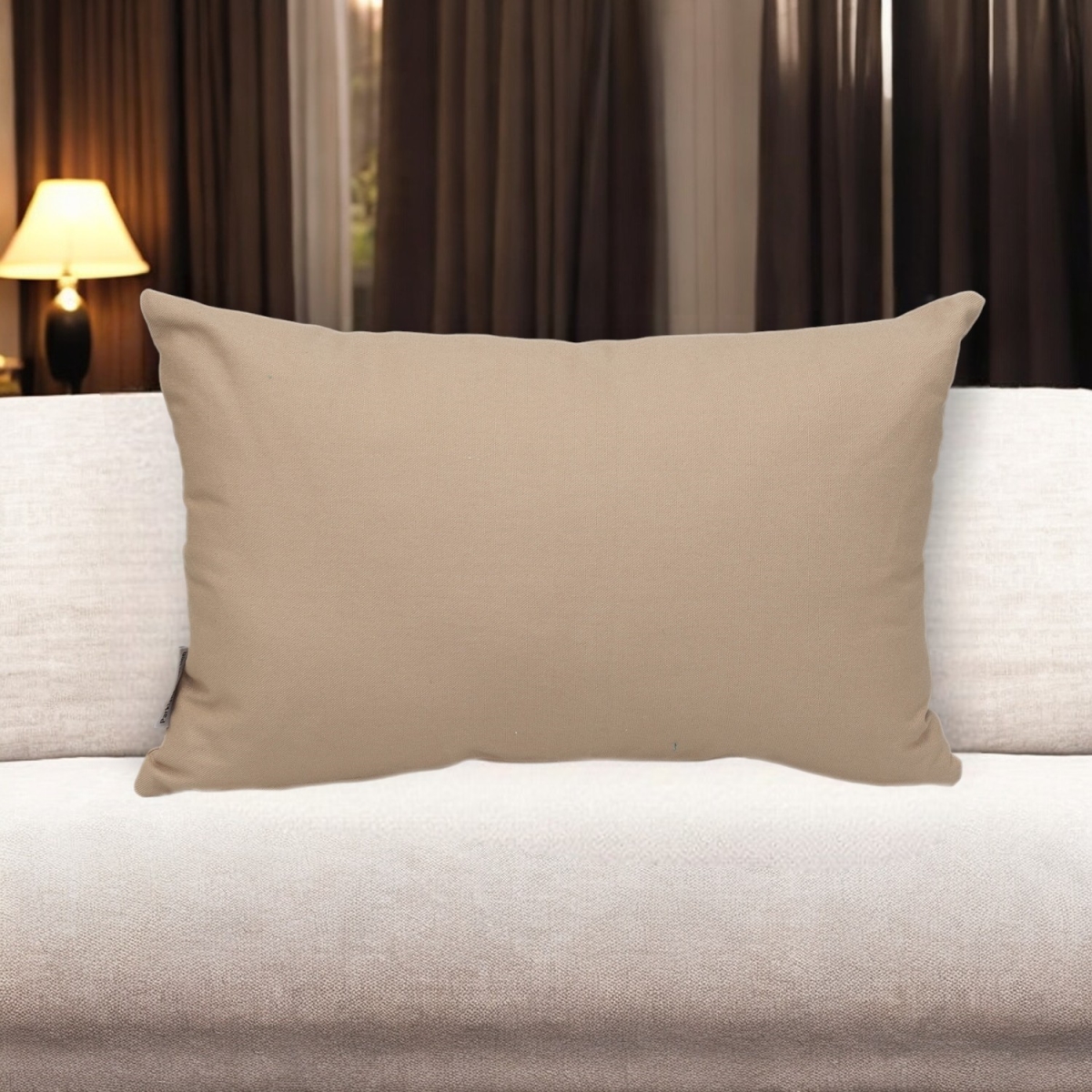 529174 12 x 18 in. Beige Cotton Lumbar Throw Pillow
