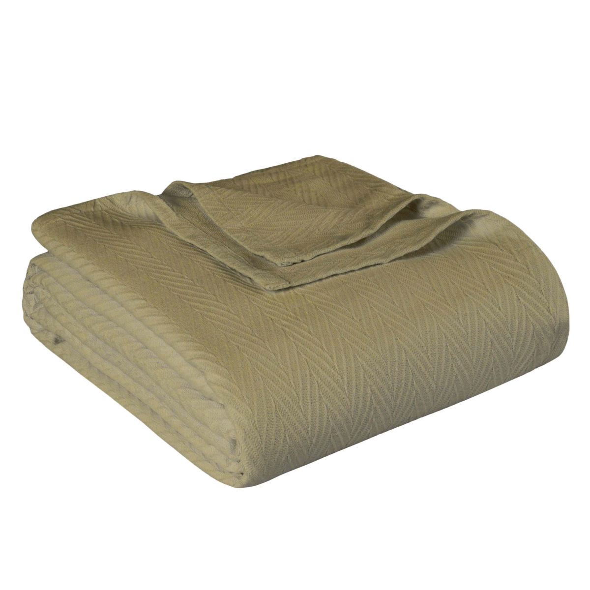 Picture of HomeRoots 549279 Twin Sage Cotton Woven Chevron Blanket