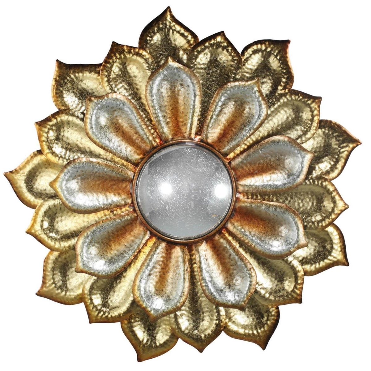 485130 36 in. Gold Metal Flower Framed Accent Mirror