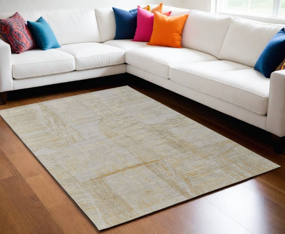 566993 5 x 8 ft. Abstract Hand Woven Rectangle Area Rug, Yellow & Ivory