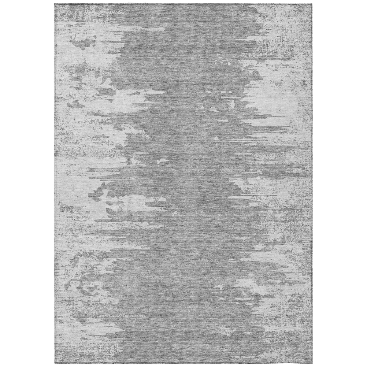 582445 10 x 14 ft. Abstract Washable Indoor & Outdoor Rectangle Area Rug, Silver, Gray & Ivory