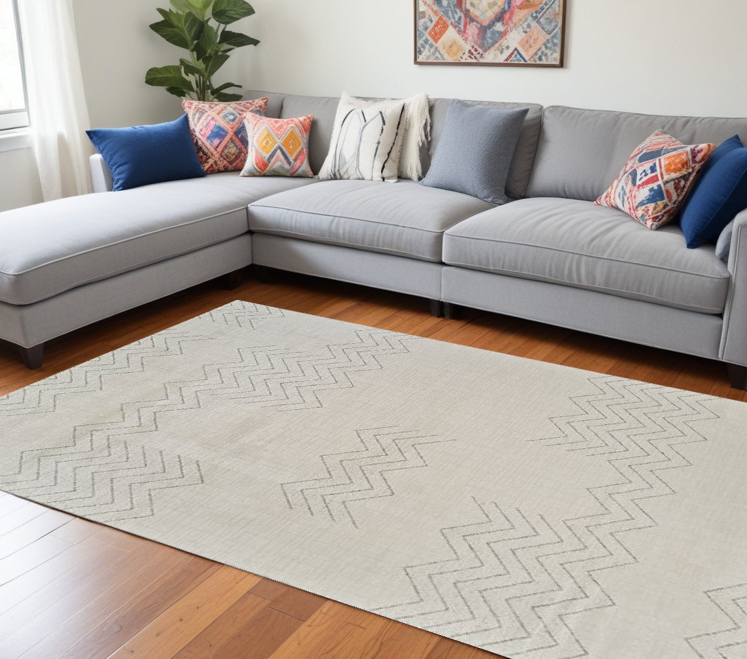 559113 8 x 11 ft. Abstract Distressed Rectangle Area Rug, Cream & Beige