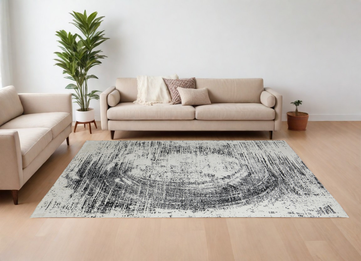 566738 10 x 14 ft. Abstract Hand Woven Rectangle Area Rug - Black & Gray