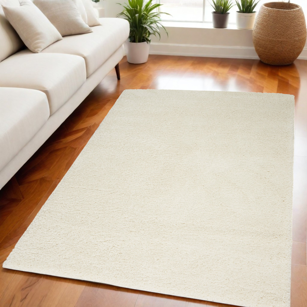 556085 5 x 7 ft. Shag Rectangle Area Rug, Ivory