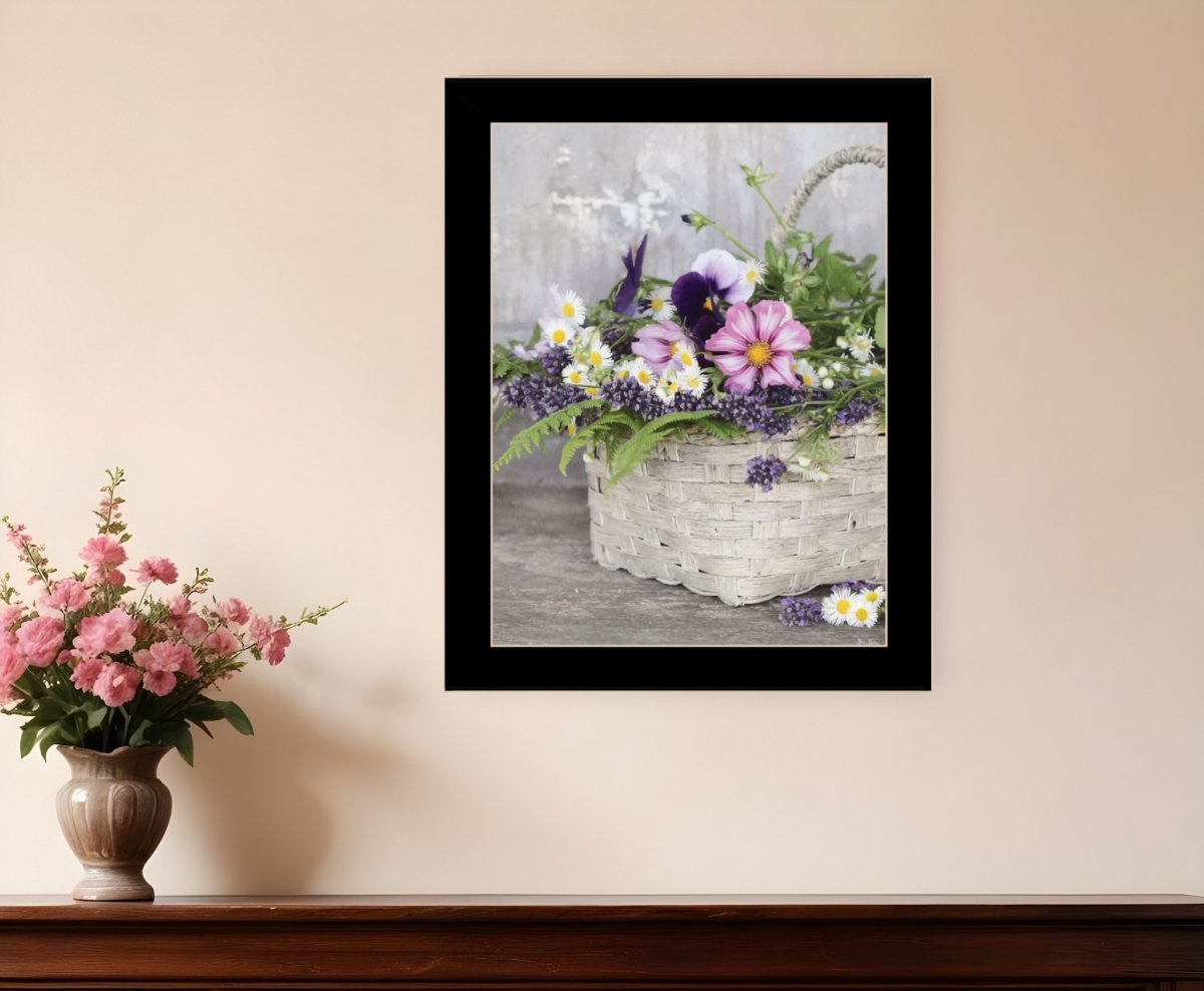 Picture of HomeRoots 530171 Rectangle Fresh Garden Basket Black Framed Print Wall Art