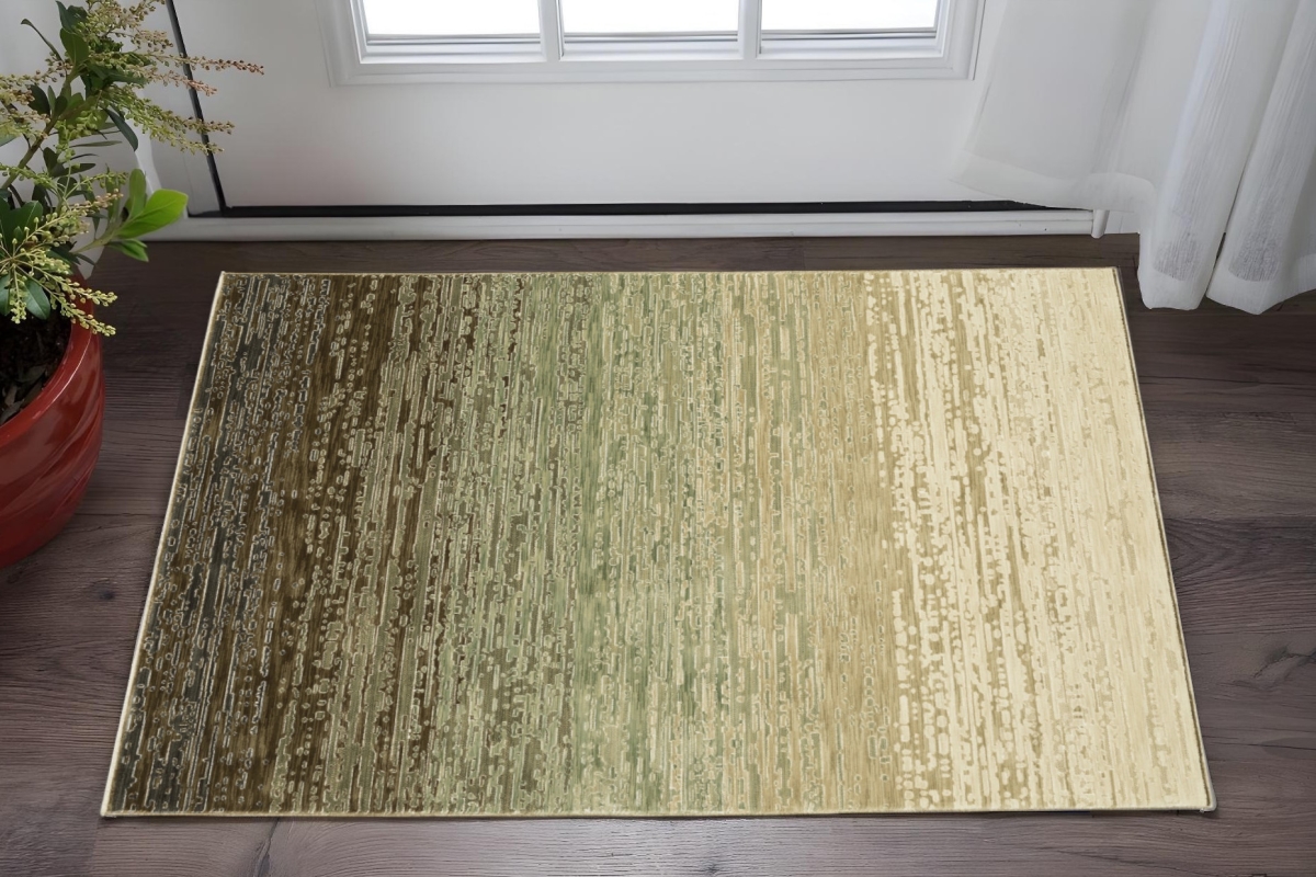 575386 3 x 5 ft. Abstract Rectangle Area Rug, Brown & Green