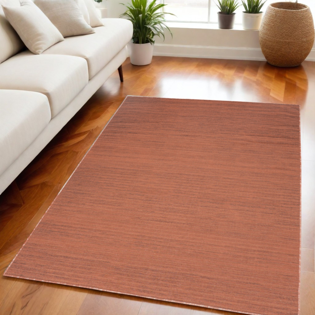 552566 5 x 7 ft. Abstract Washable Rectangle Area Rug, Brick Red