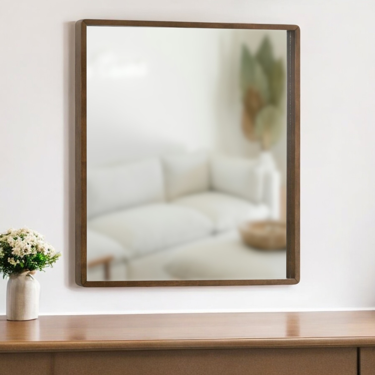 Picture of HomeRoots 510881 Rectangle 40 in. Brown Wood Framed Accent Mirror