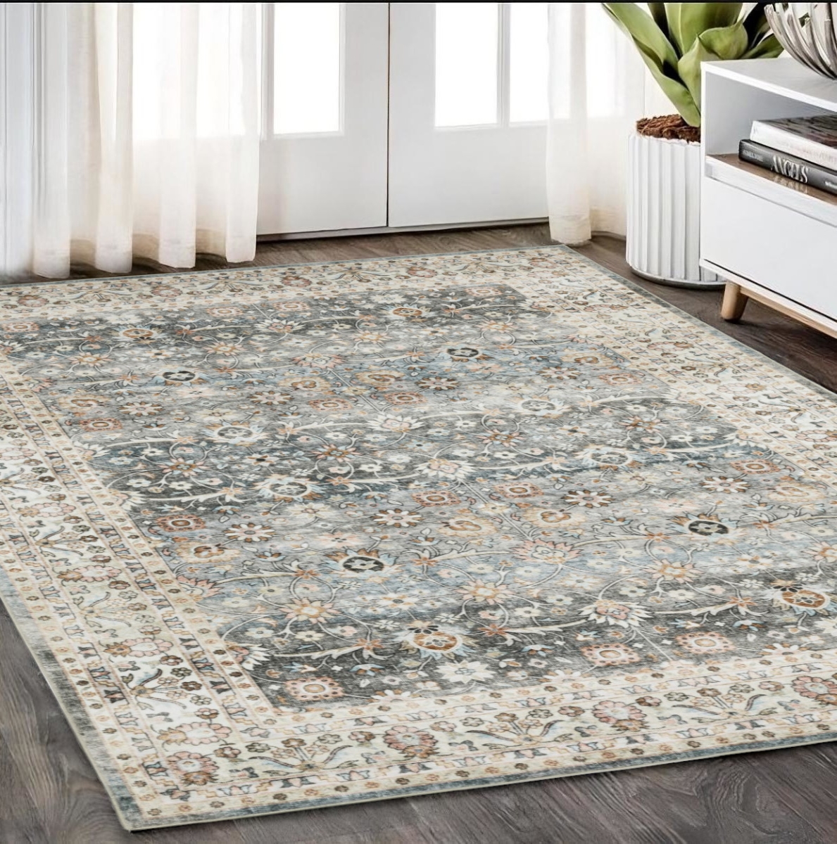 575406 5 x 7 ft. Oriental Rectangle Area Rug, Gray & Ivory
