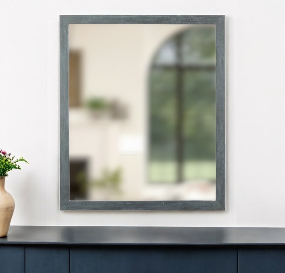 510900 40 in. Dark Gray Solid Wood Framed Accent Mirror