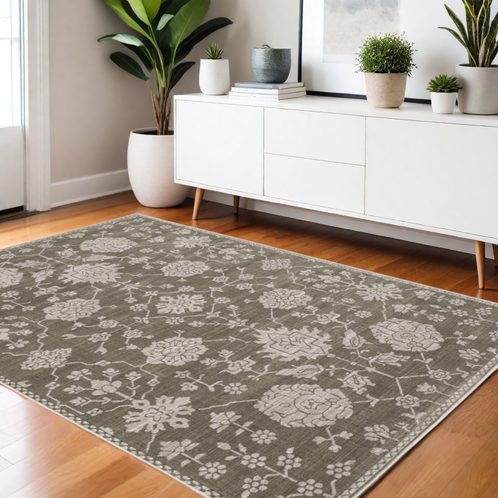 575243 4 x 6 ft. Oriental Rectangle Area Rug, Gray & Light Gray