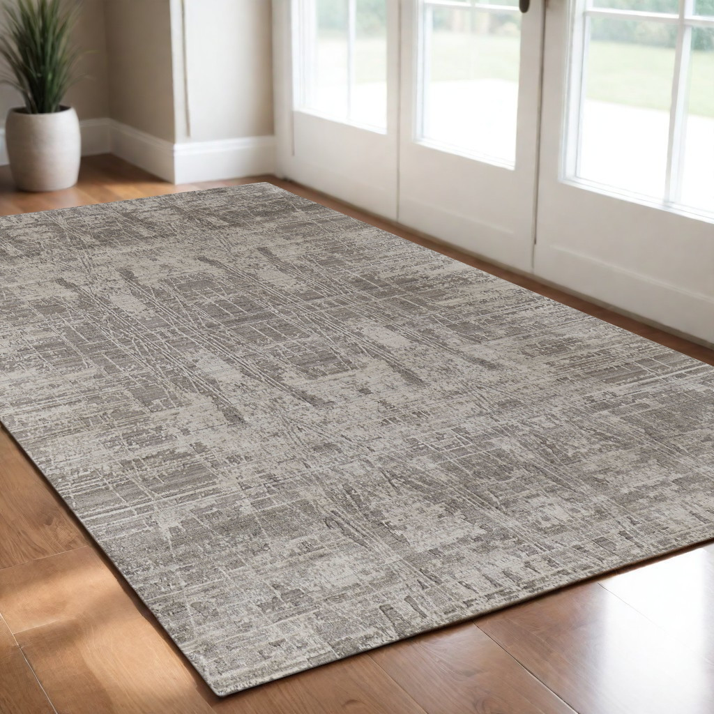 566891 3 x 5 ft. Abstract Hand Woven Worn Faded Rectangle Area Rug, Gray & Silver