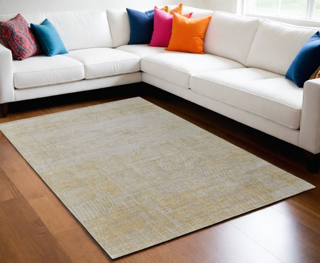 566985 5 x 8 ft. Abstract Hand Woven Rectangle Area Rug, Yellow & Ivory