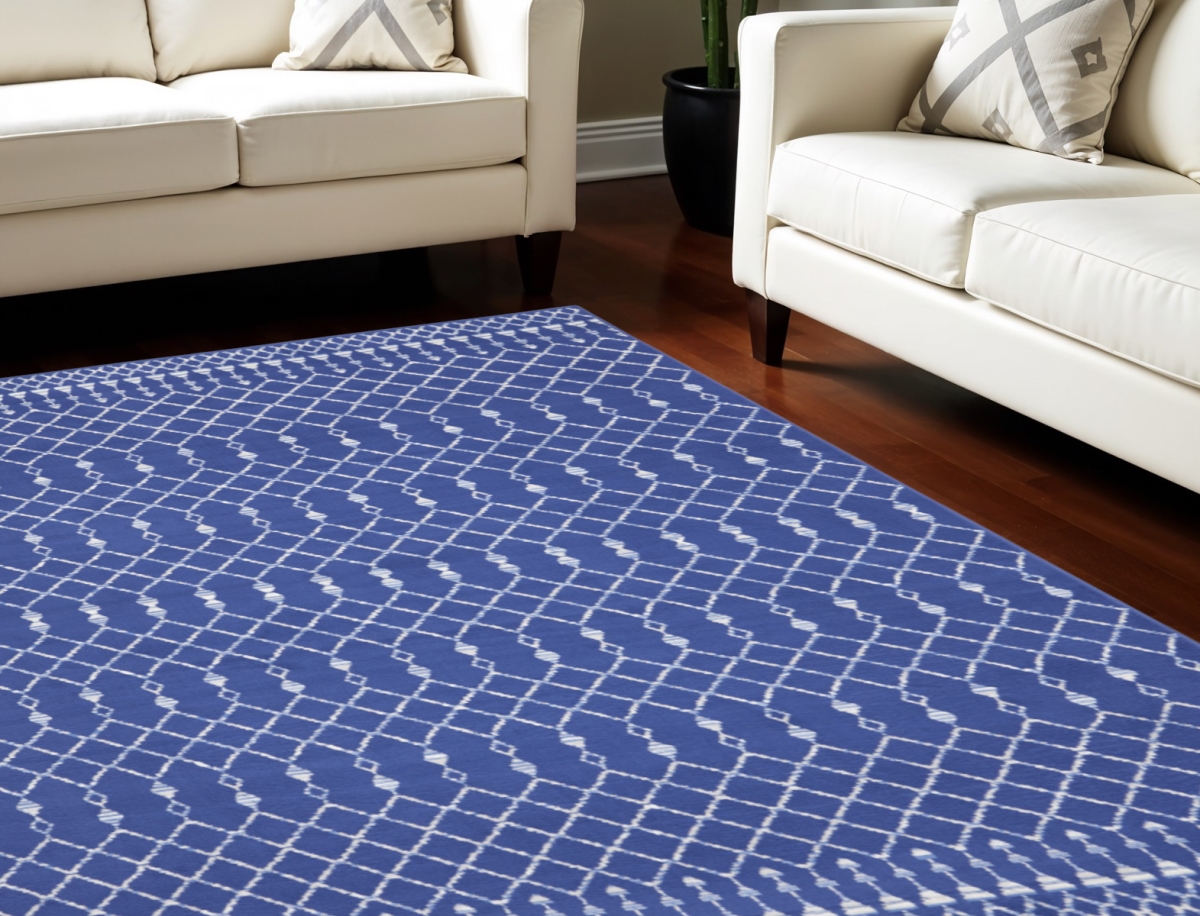 550707 7 x 10 ft. Moroccan Distressed Non Skid Rectangle Area Rug, Navy Blue & Ivory