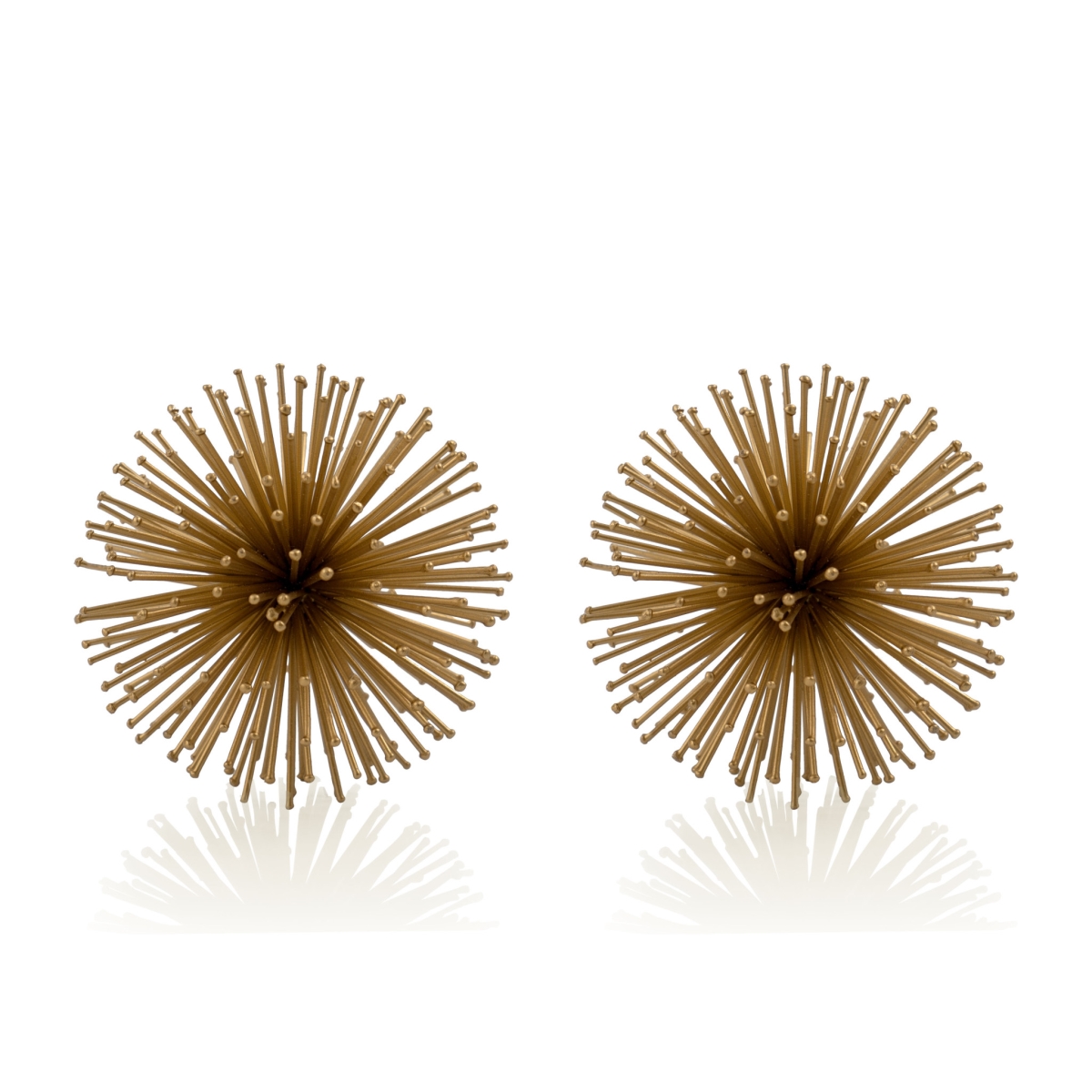 568886 Gold Iron Decorative Spiky Sphere Tabletop Sculptures - Set of 2