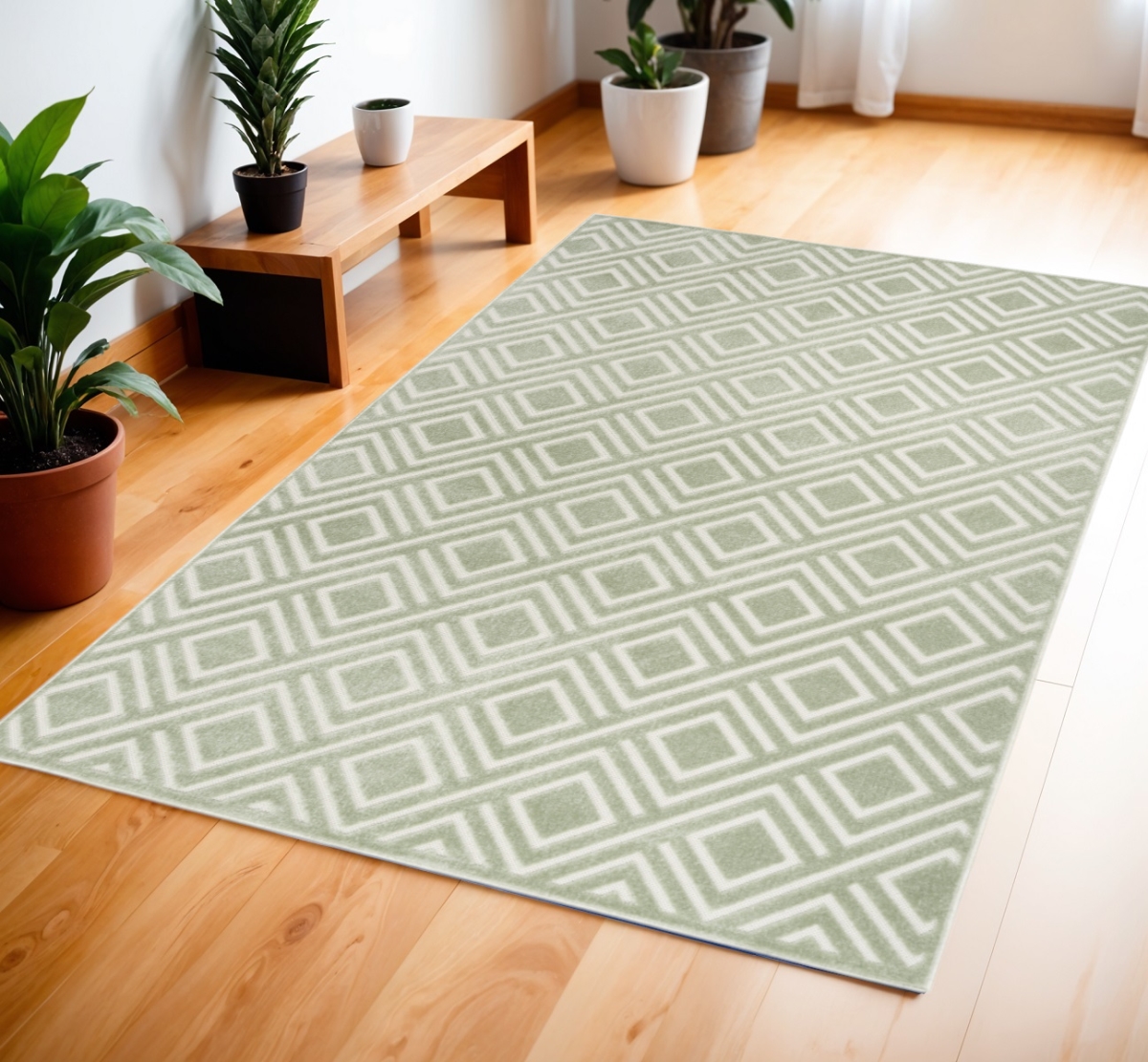572466 4 x 6 ft. Geometric Rectangle Area Rug, Green