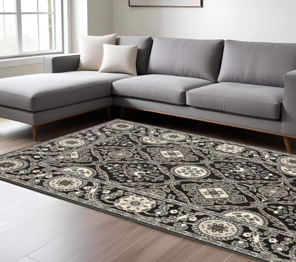 575608 7 x 10 ft. Oriental Rectangle Area Rug, Charcoal & Gray