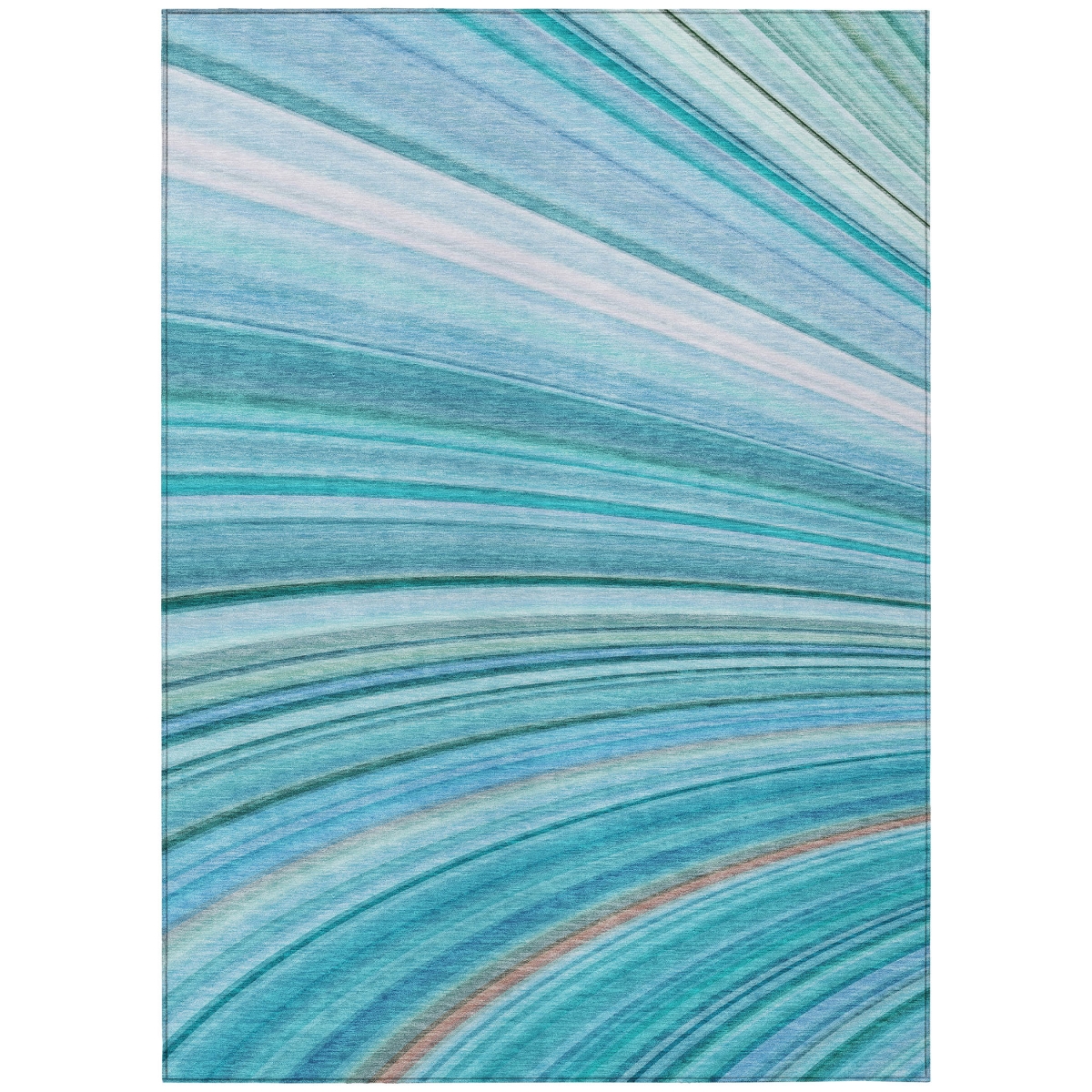 577348 10 x 14 ft. Abstract Washable Indoor & Outdoor Rectangle Area Rug, Teal Blue, Aqua & Blue