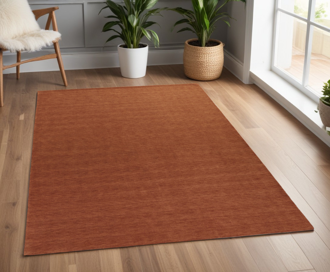 565601 4 x 6 ft. Wool Hand Woven Rectangle Area Rug, Orange