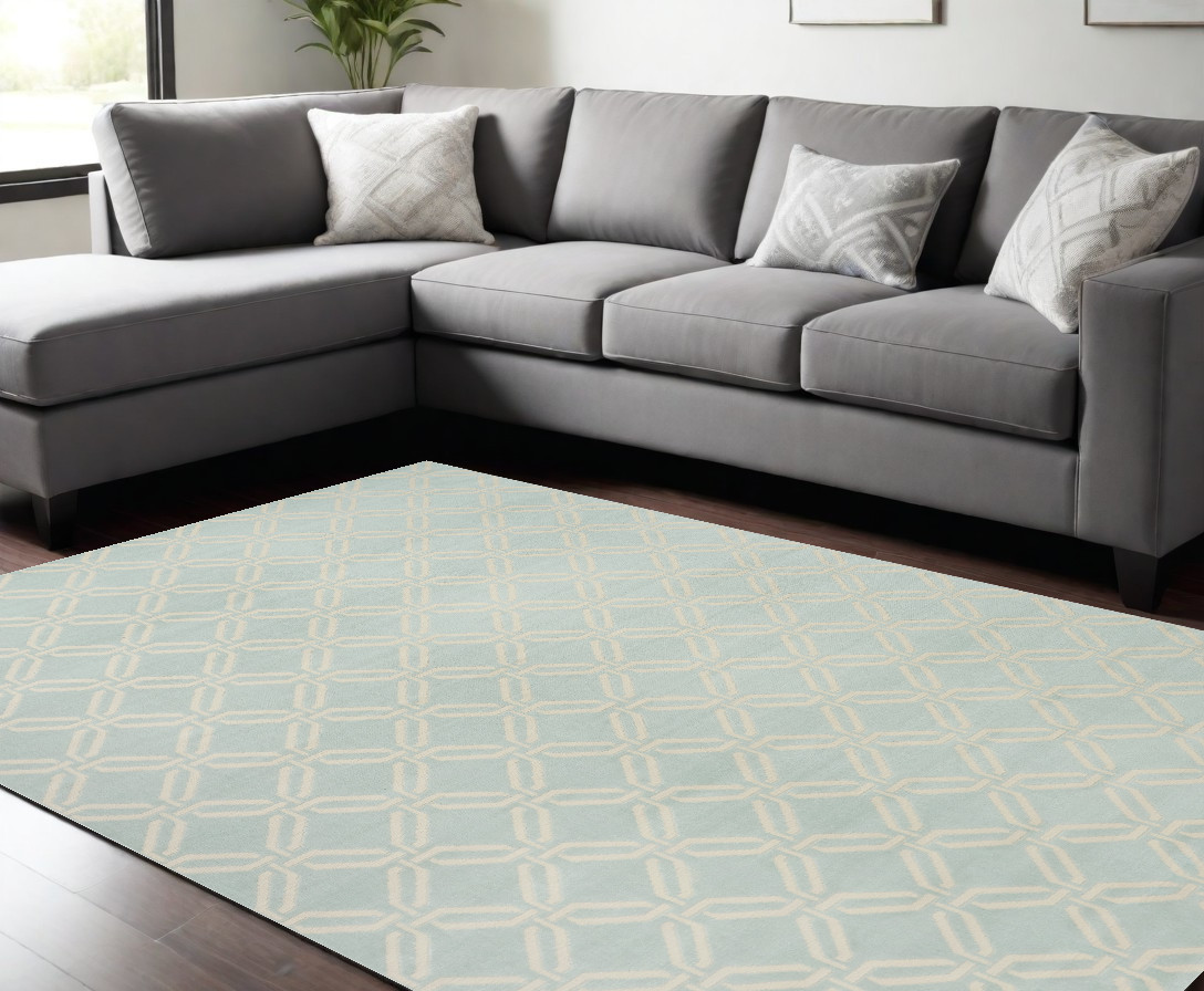 550855 8 x 10 ft. Trellis Non Skid Rectangle Area Rug, Beige & Green