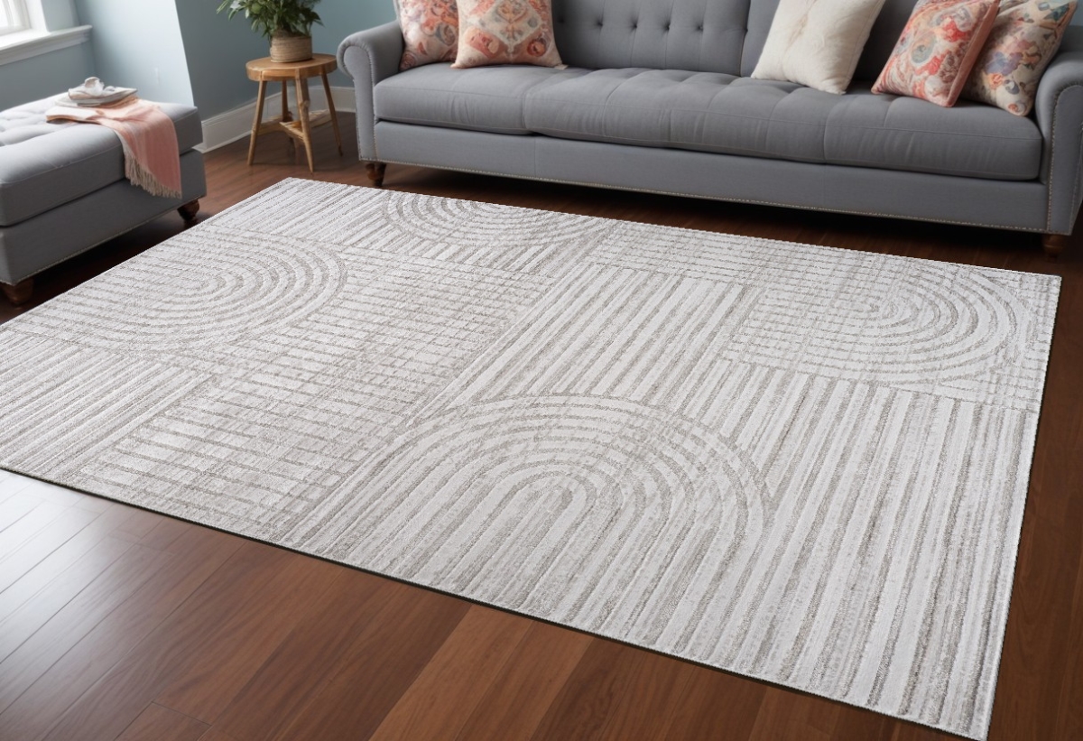 558438 8 x 11 ft. Abstract Distressed Rectangle Area Rug, Gray & Ivory