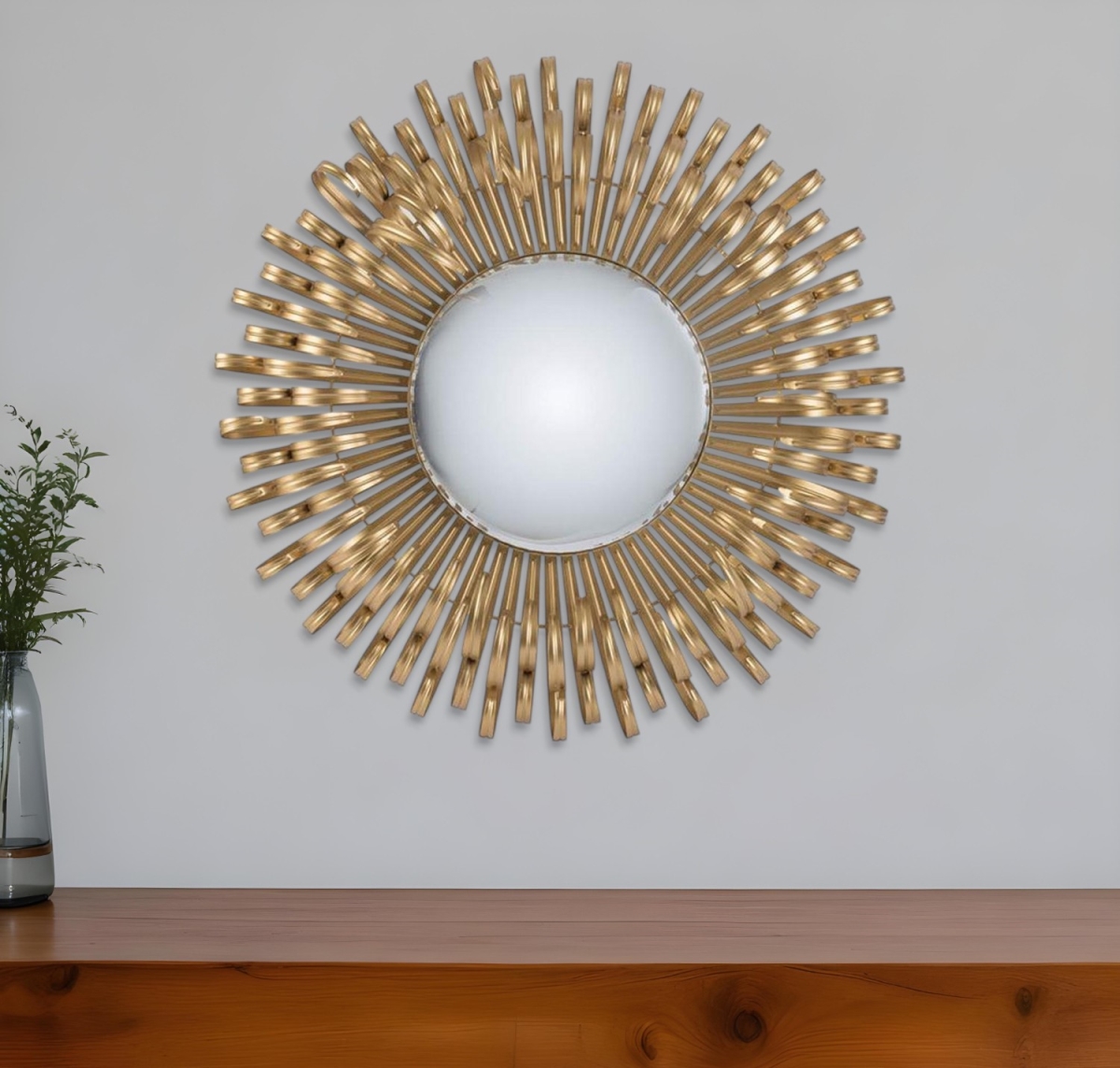 485007 27 in. Gold Sunburst Iron Framed Accent Mirror