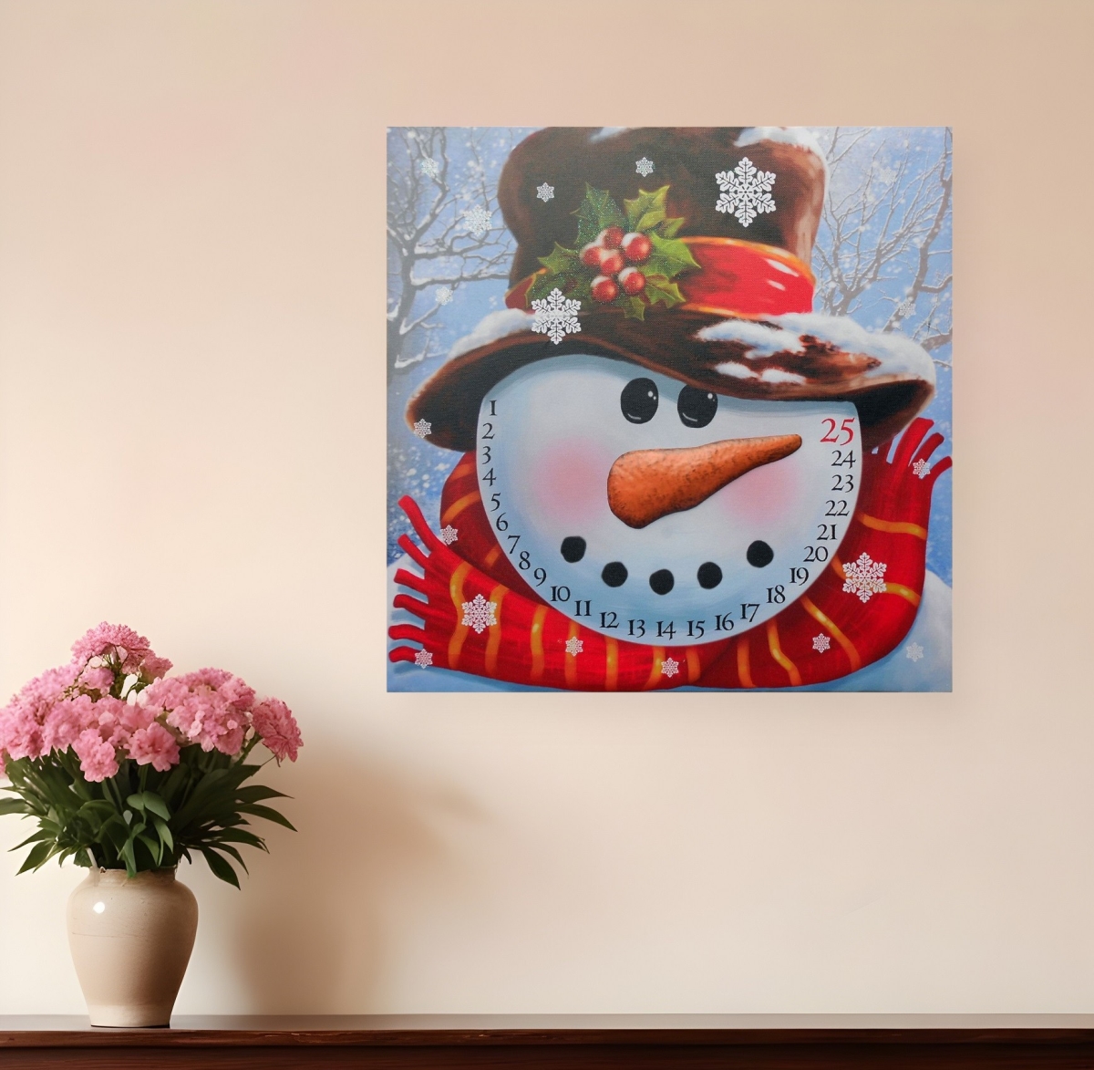 505495 Count Down to Christmas Snowman Wrapped Canvas Print Wall Art