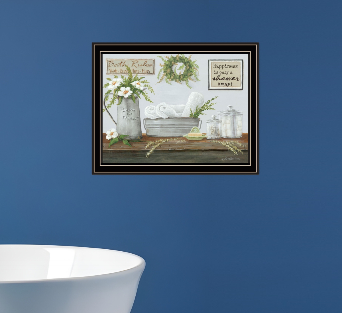 529679 Horizontal Fresh Towels Black Framed Print Wall Art