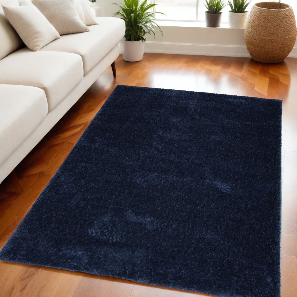 533573 5 x 7 ft. Navy Blue Shag Power Loom Area Rug