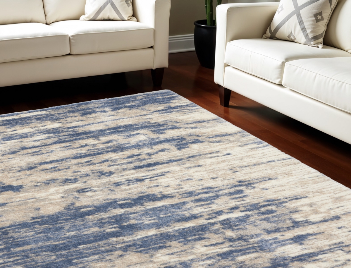 551286 8 x 10 ft. Abstract Shag Rectangle Area Rug, Light Blue, Gray & Beige