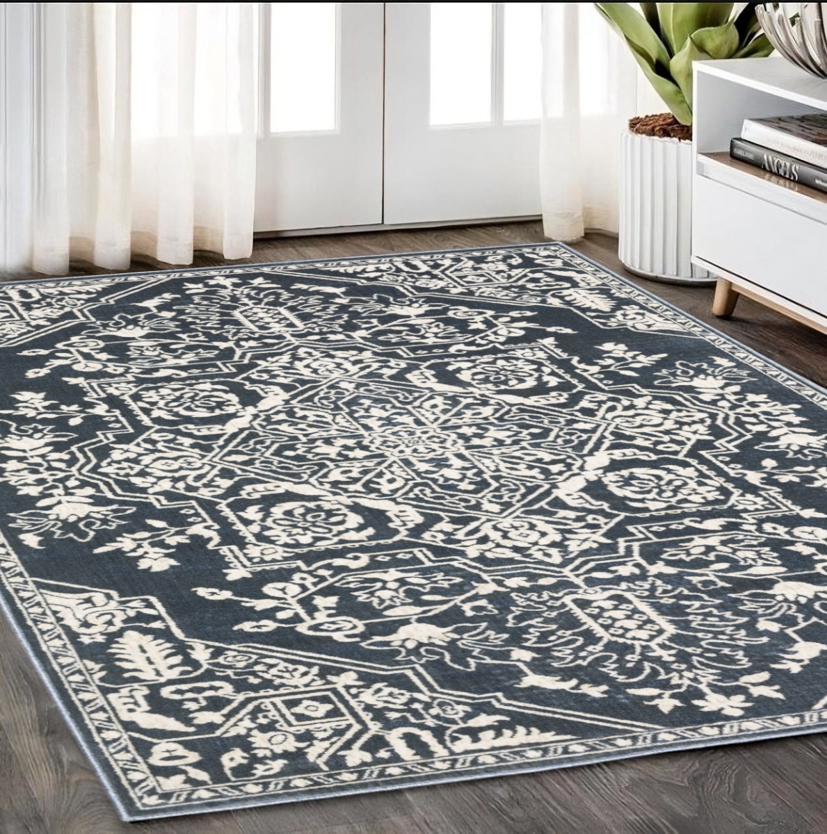 574725 5 x 8 ft. Oriental Rectangle Area Rug, Blue & Ivory