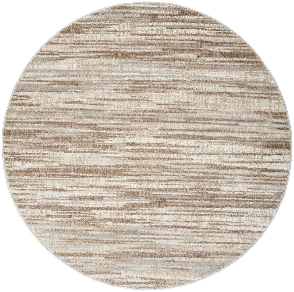 556024 5 ft. Abstract Non Skid Round Rug, Ivory & Gray