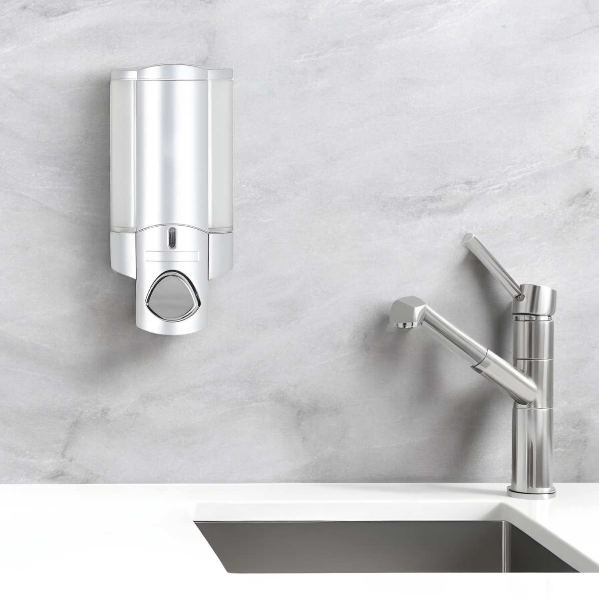 Picture of HomeRoots 571495 Gray Heavy Duty Plastic Wall Mount Soap Dispenser