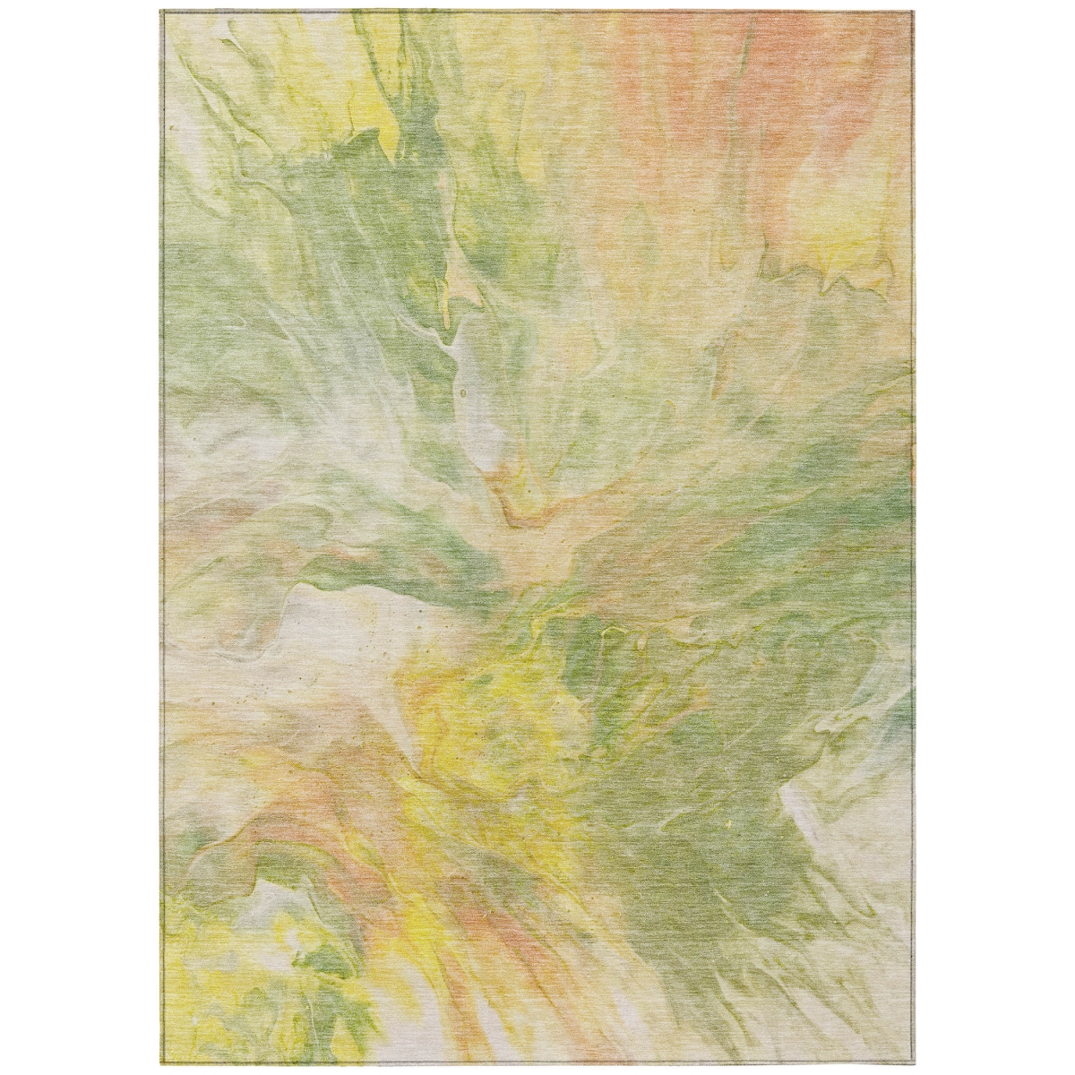 Abstract Washable Area Rug - Green & Yellow - 10 x 14 ft - Stain Resistant