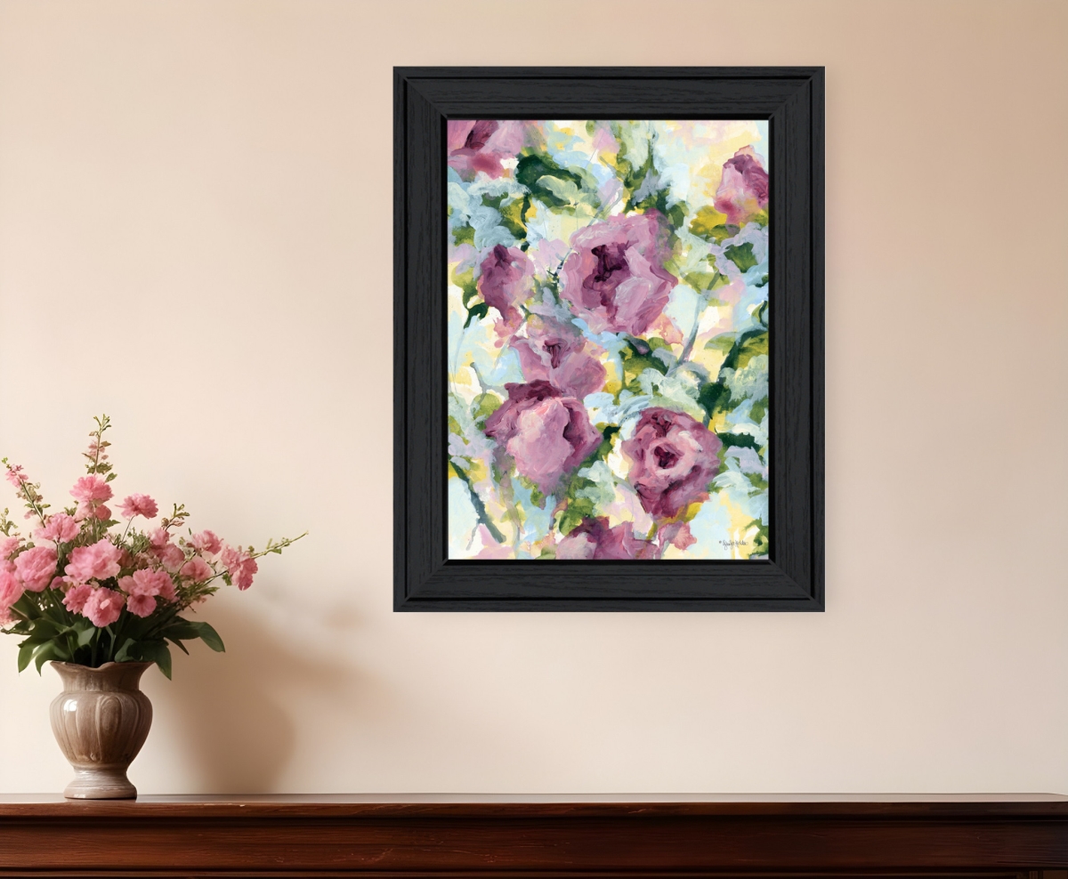 529920 Rectangle Abstract Floral Black Framed Print Wall Art