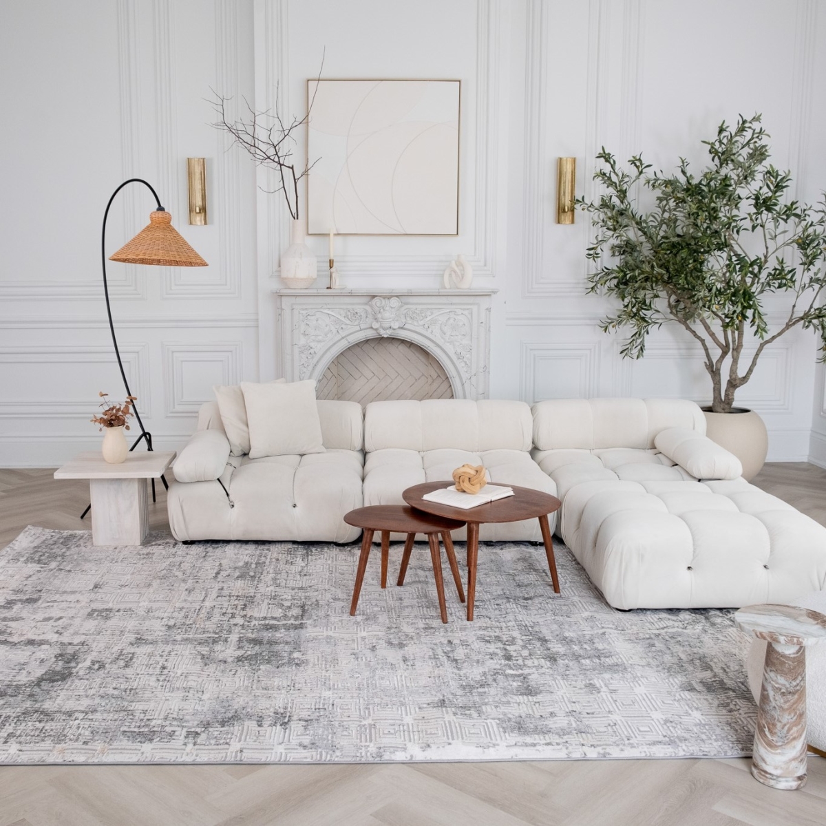 558949 5 x 8 ft. Abstract Distressed Rectangle Area Rug, Gray & Beige