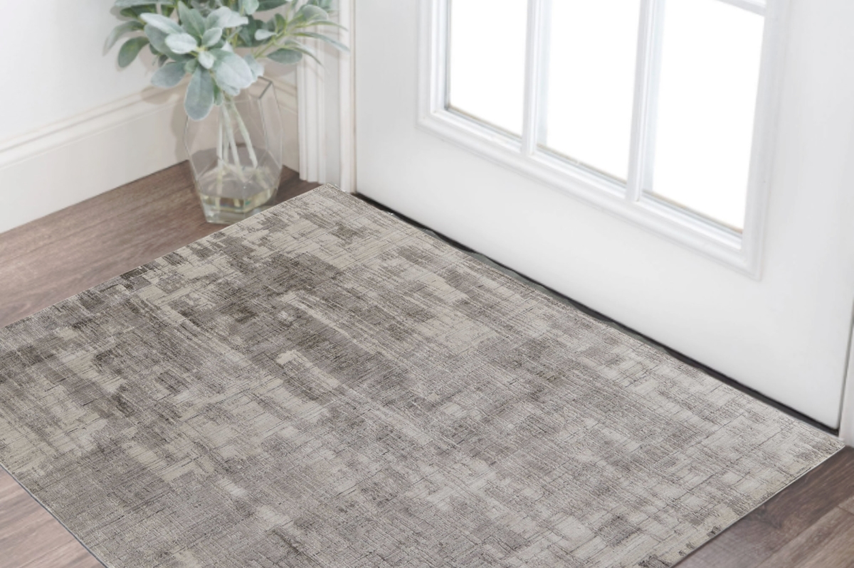 566966 2 x 3 ft. Abstract Hand Woven Worn Faded Rectangle Area Rug, Gray & Ivory