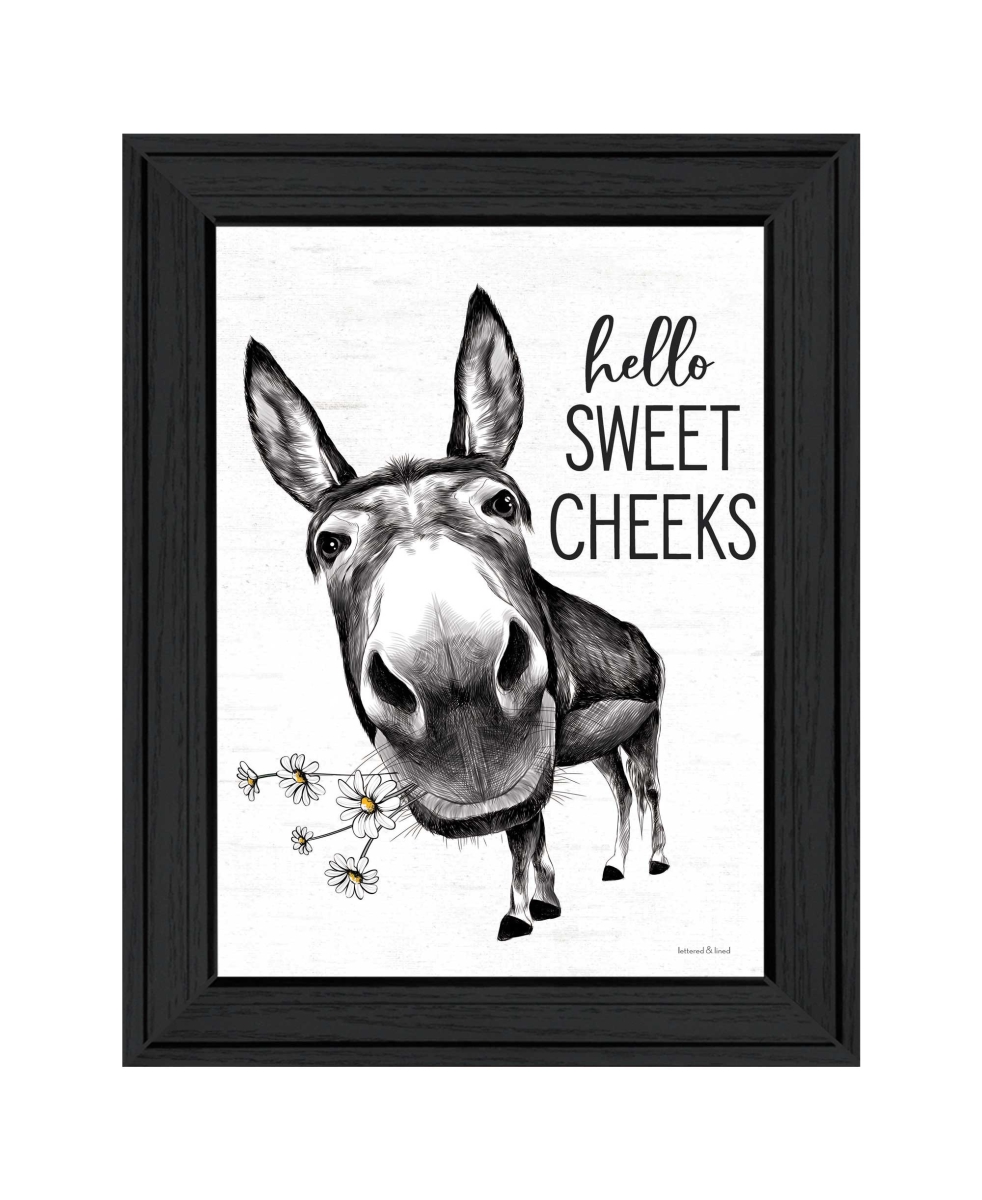 530068 Rectangle Hello Sweet Cheeks Donkey Black Framed Print Bathroom Wall Art