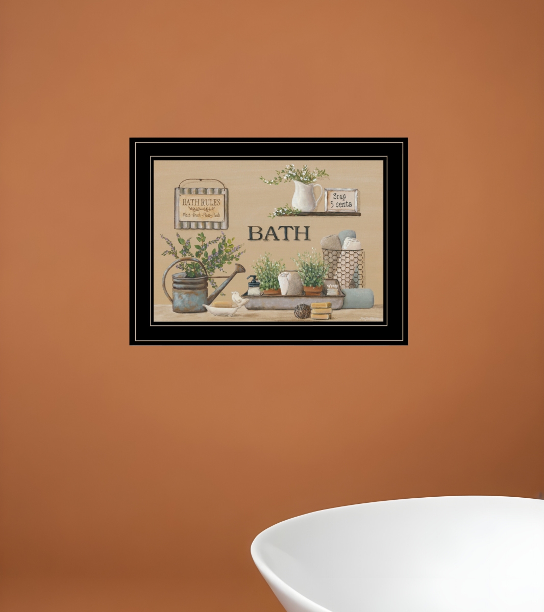 406811 Horizontal Farmhouse Bath Black Framed Print Bathroom Wall Art