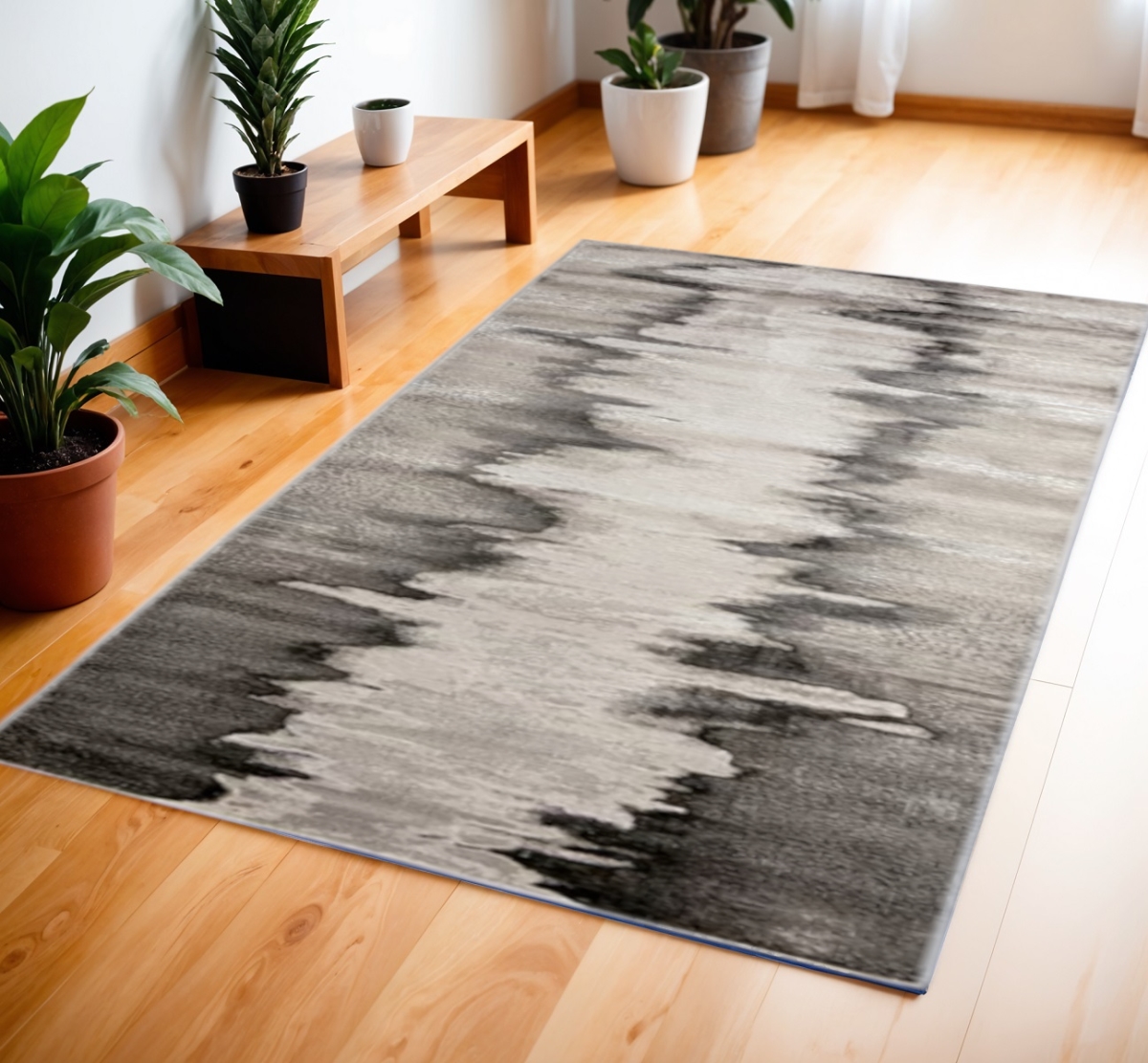 565804 4 x 6 ft. Abstract Power Loom Rectangle Area Rug, Gray, Ivory & Taupe