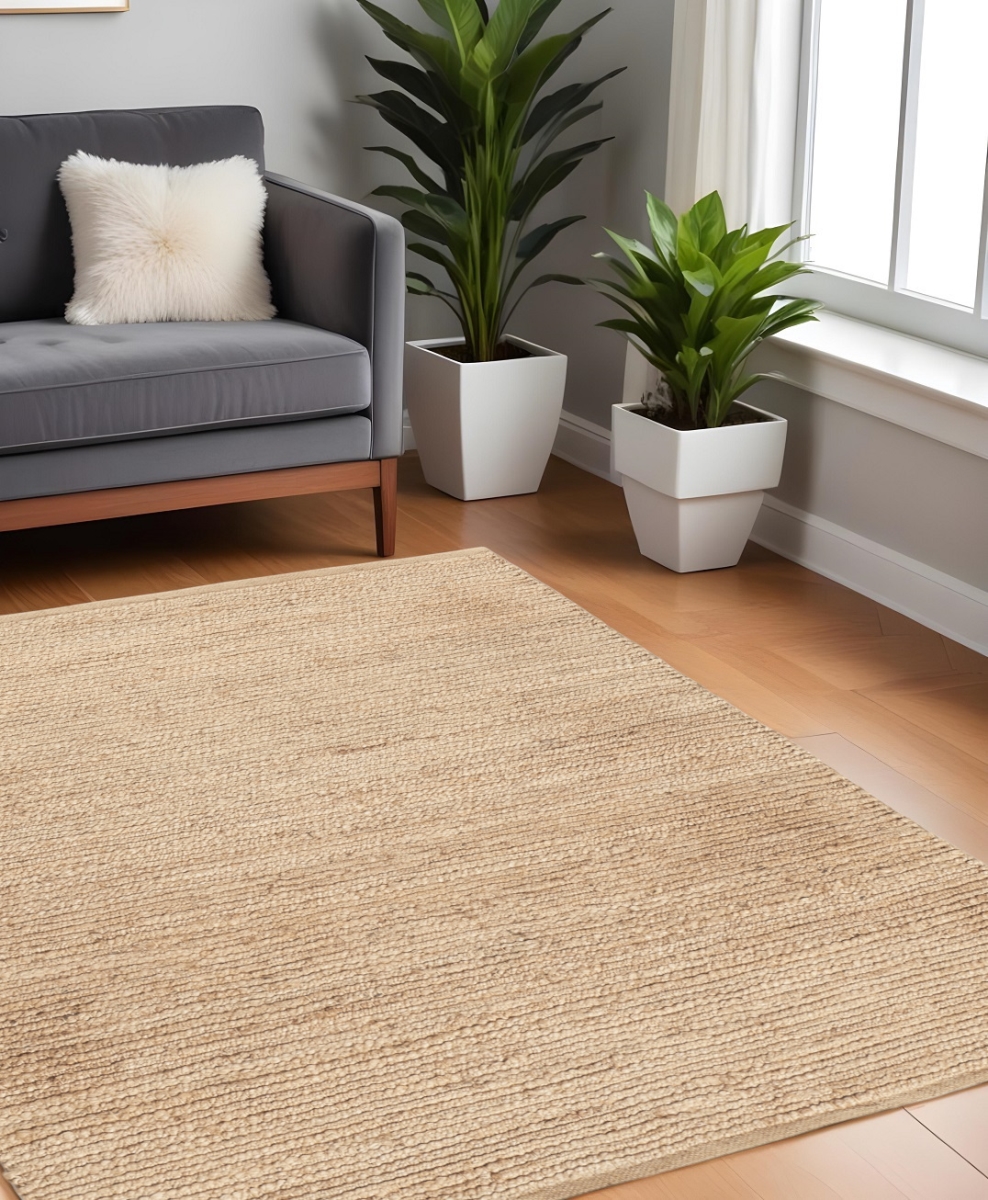 569880 4 ft. Hand Woven Square Rug, Beige