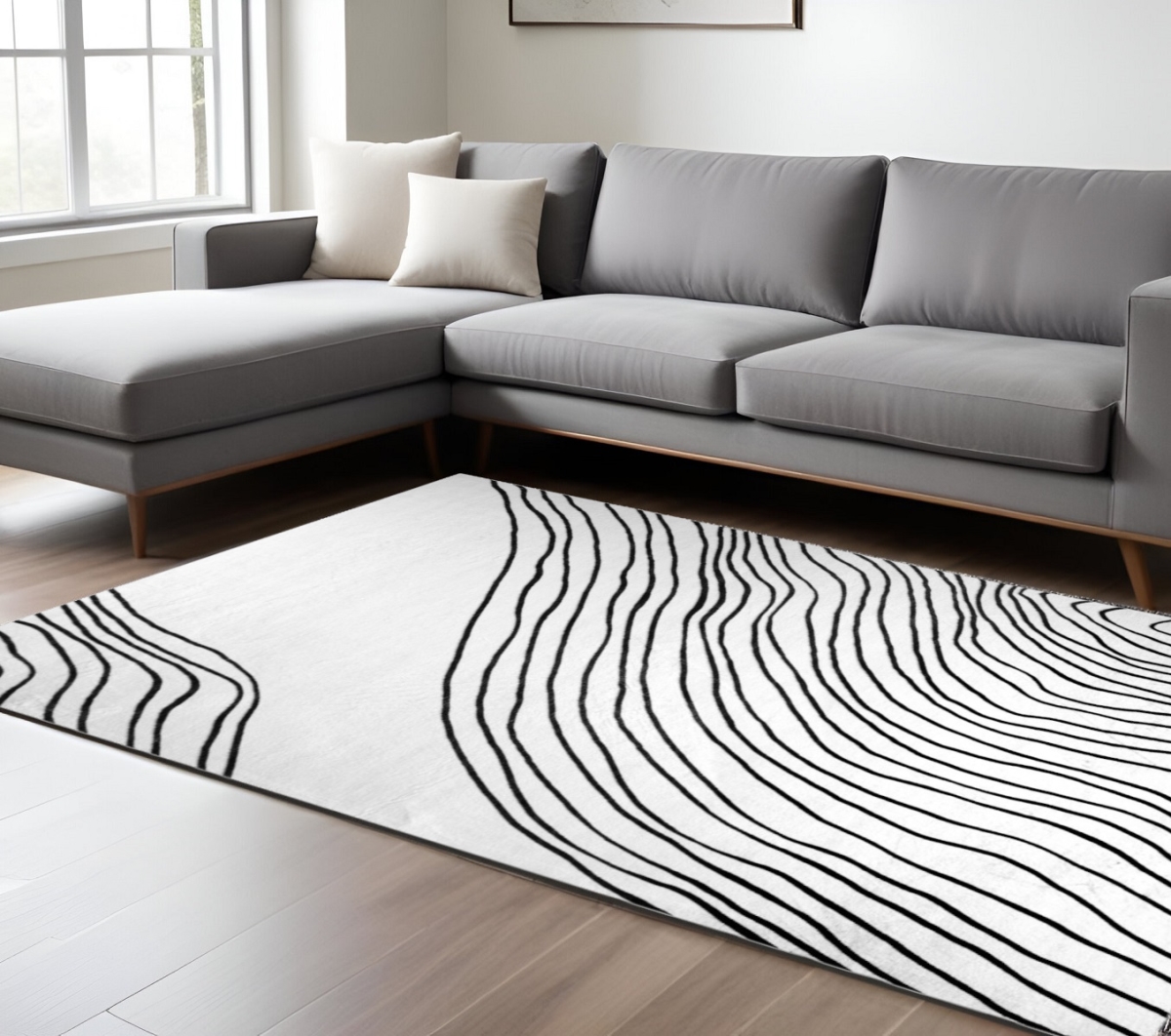 530554 8 x 11 ft. Abstract Rectangle Area Rug, Black & White