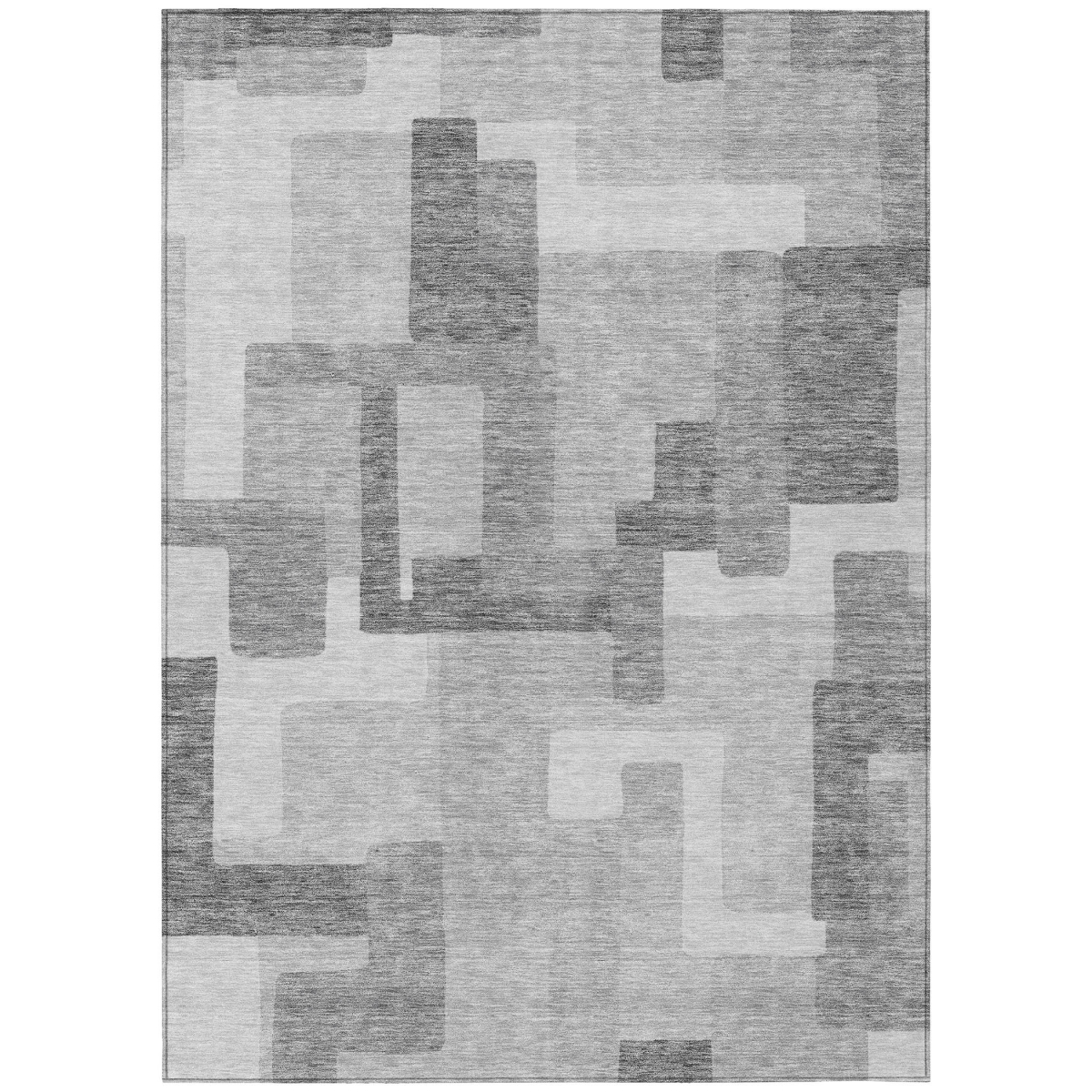 584169 10 x 14 ft. Abstract Washable Indoor & Outdoor Rectangle Area Rug, Silver & Charcoal