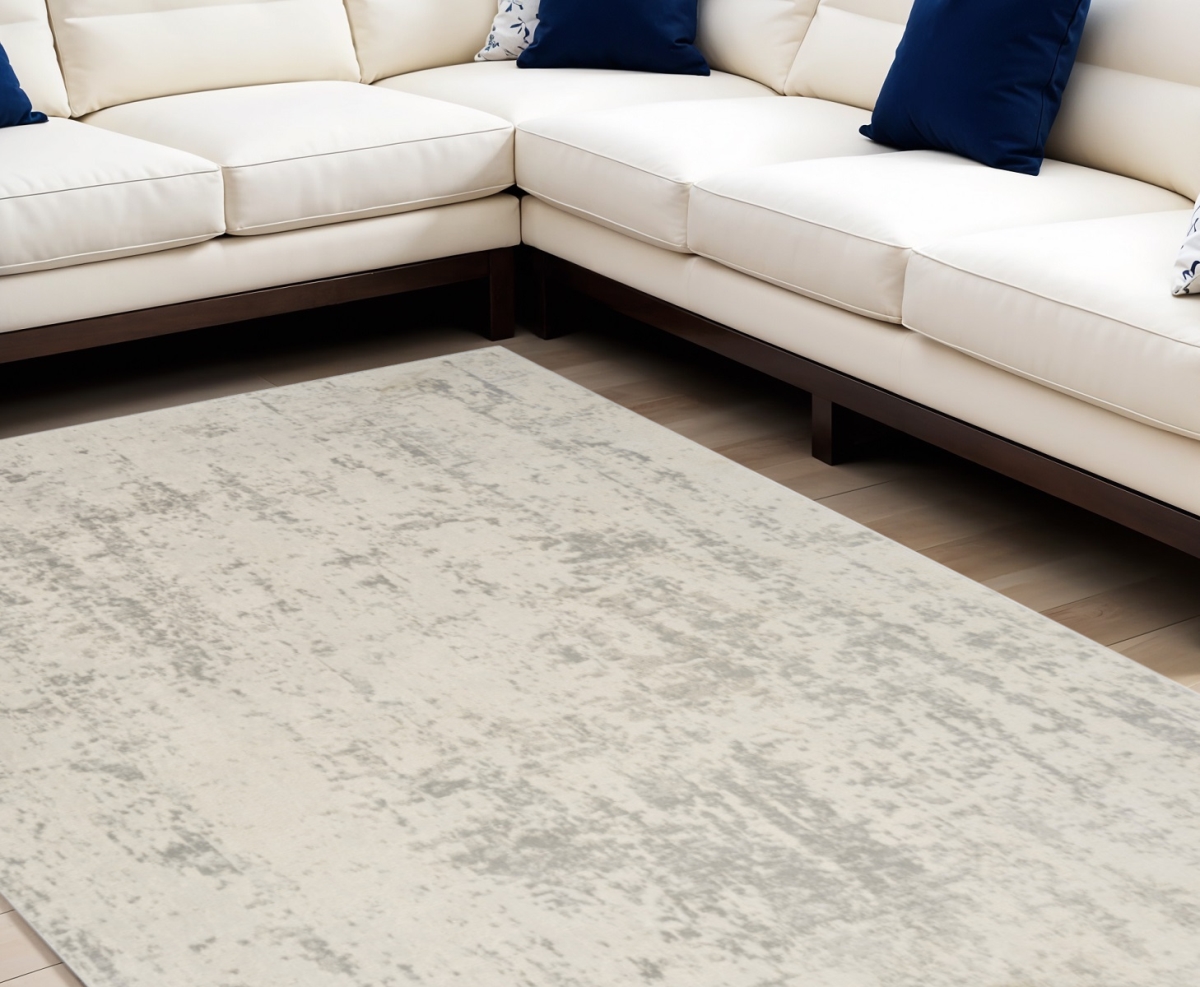 545169 8 x 10 ft. Abstract Power Loom Rectangle Area Rug, Gray & Ivory