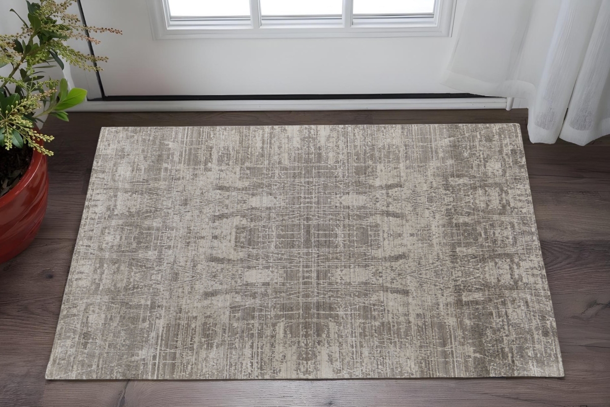 566897 2 x 3 ft. Abstract Hand Woven Worn Faded Rectangle Area Rug, Gray & Silver