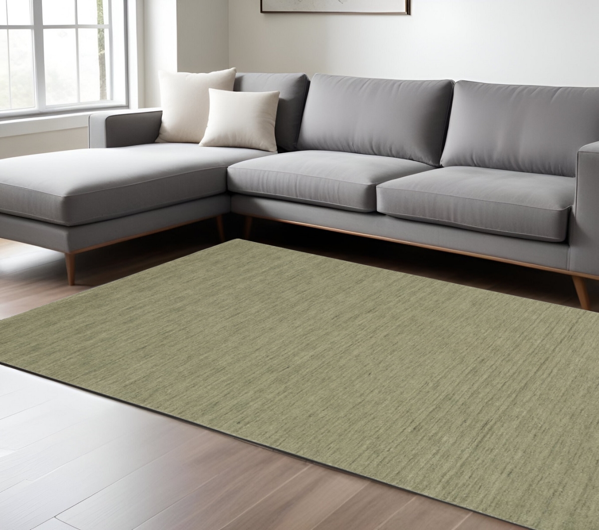 575889 6 x 9 ft. Wool Hand Tufted Rectangle Area Rug, Sage & Green