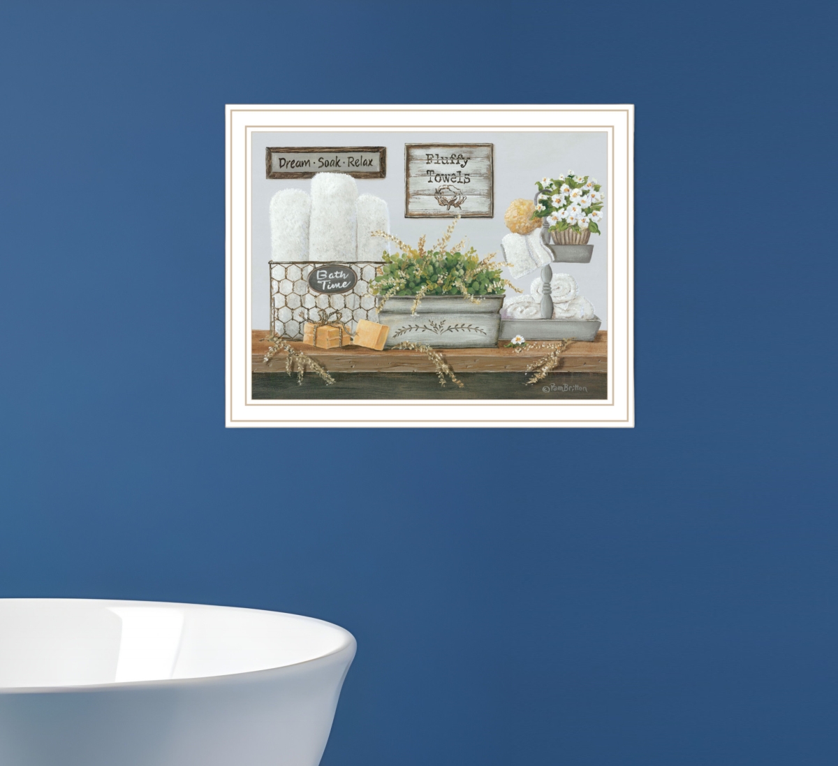 529676 Fluffy Towels White Framed Print Wall Art