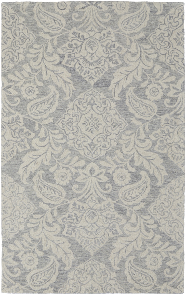 566136 10 x 14 ft. Wool Oriental Hand Tufted Rectangle Area Rug, Blue & Ivory
