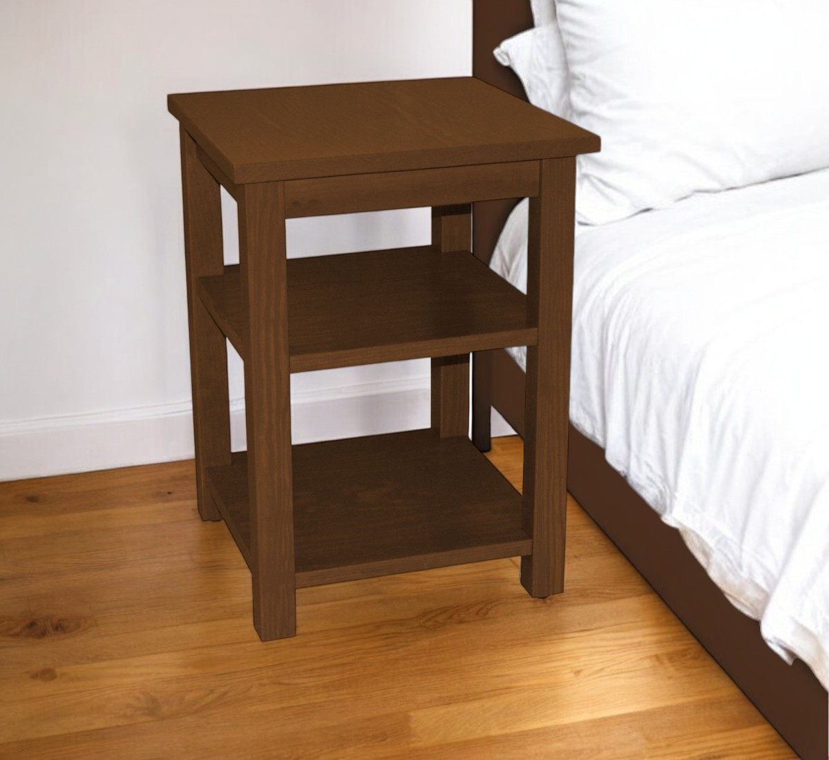 548313 28 in. Brown Solid Wood Nightstand